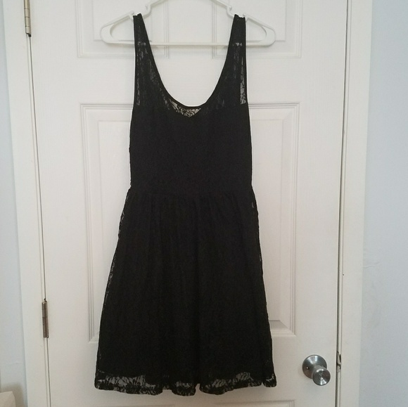 Hot Topic Dresses & Skirts - Black lace dress gothic skater open back dress